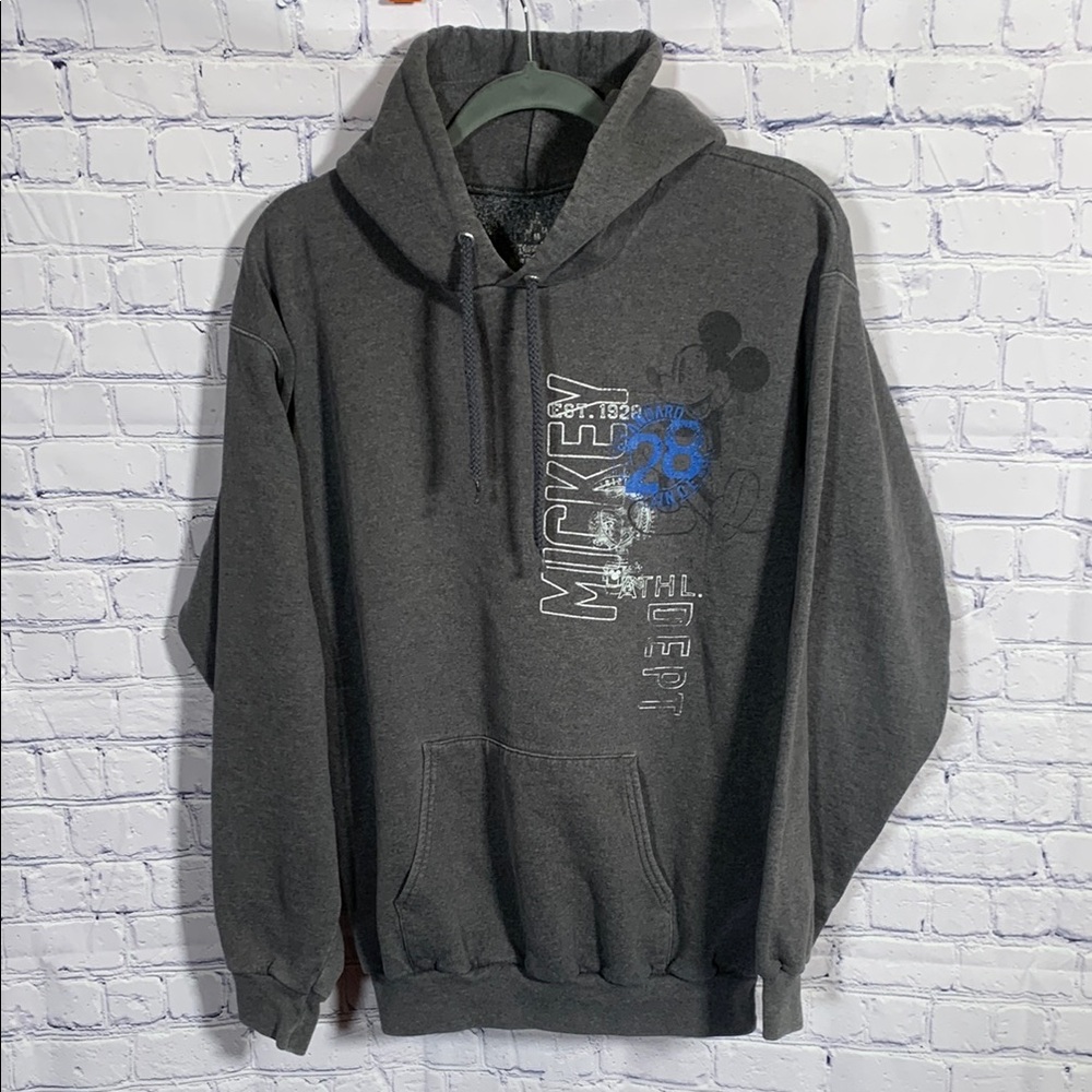 Disney Disneyland VTG Hooded Sweatshirt Gray Front Graphic Size M Vacation